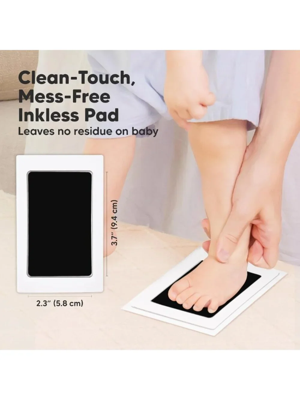 Mess-Free Inkless Baby Hand & Footprint Kit - 4 Pack, Jet Black Ink Pads